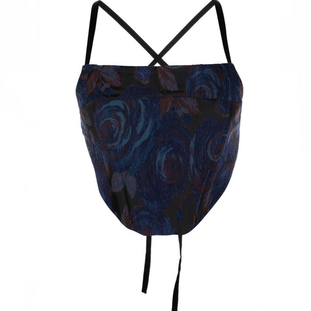 NEW ROSETTA GETTY FLORAL JACQUARD CROP TOP - Picture 7 of 9